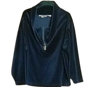 DKNY Black Velvet Long Sleeve Cowl Top Size S